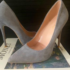 Elizabeth lang grey suede high heels